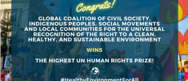 Right to a Healthy Environment Global Coalition Wins UN Human Rights Prize