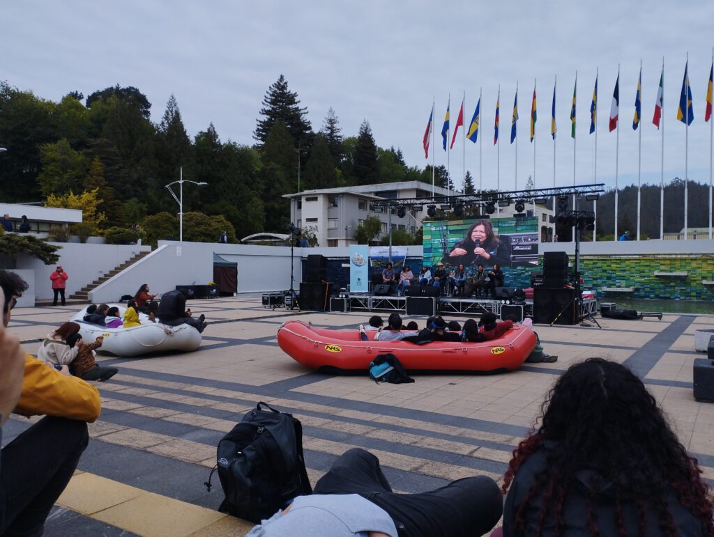 Monti Aguirre, from International Rivers, speaks at the launching of Ríos Protegidos initiative during Somos Cuenca Festival. Photo credit: Isadora Armani/ International Rivers