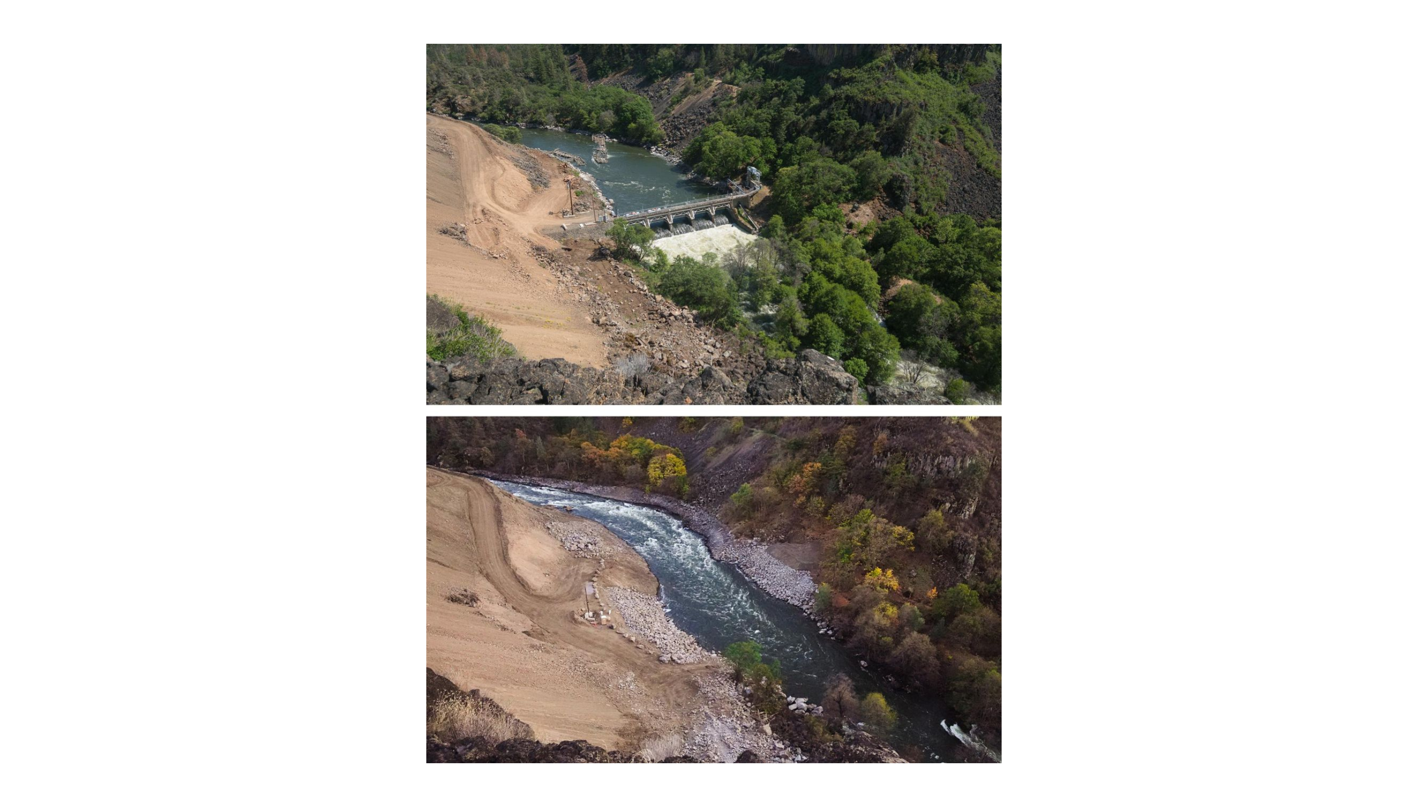 Klamath Copco 2 dam removal before and after