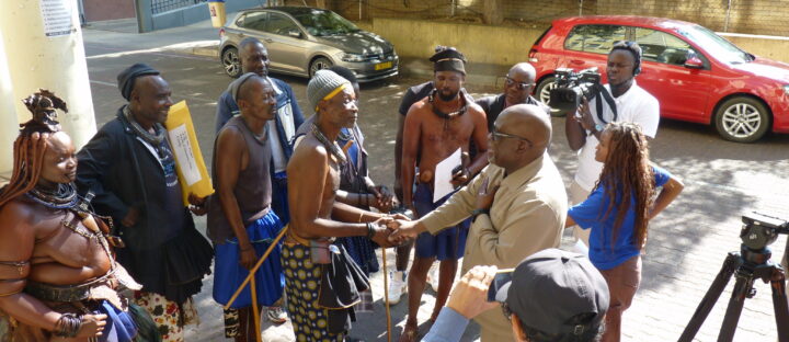 OvaHimba and OvaTjimba leaders hand Baynes Dam Petition to Namibia’s Minister of Industries, Mines and Energy